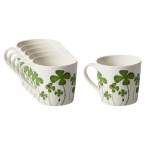 Nääsgränsgården Happy Luck lucky clover cup / mug 0.355 l white, green 6 pcs