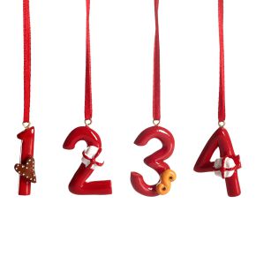 Nääsgränsgården Advent hanging decoration Advent numbers height 4 cm 4 pcs red