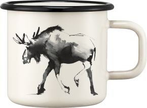 Muurla Teemu Järvi moose cup / mug enamel 0.37 l cream, black