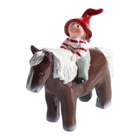 Nääsgränsgården Tomte Tusse with horse height 8.5 cm white, red, brown