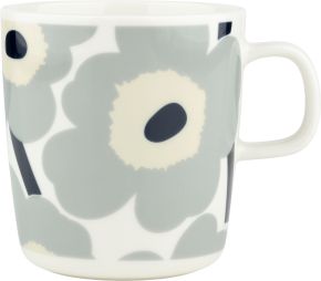 Marimekko Unikko Oiva cup / mug 0.4 l cream, light grey, sand, dark blue
