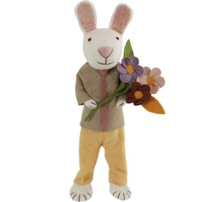 Gry & Sif Easter bunny nature, yellow jacket, tie flowers height 60 cm