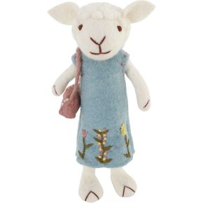 Gry & Sif Easter sheep blue dress with handbag height 27 cm