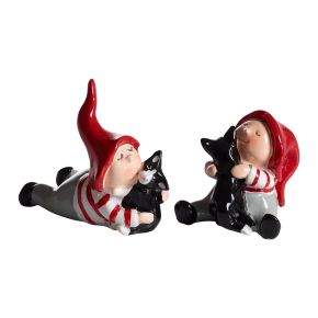 Nääsgränsgården Tomte Tusse & Dolly up to height 7,5 cm 2 pcs white, red