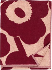 Marimekko Unikko shower towel 70x150 cm pink, dark cherry