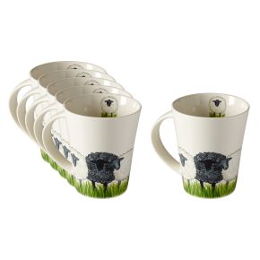 Nääsgränsgården Sheeps mug 0.35 l white, black, green 6 pcs