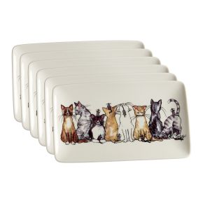 Nääsgränsgården Cats plate 13x21 cm white, multicolored 6 pcs