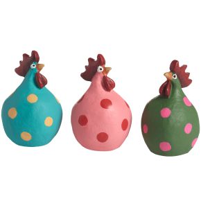 Nääsgränsgården Easter chickens Poppi height 5.2 cm Set of 3 turquoise, pink, green