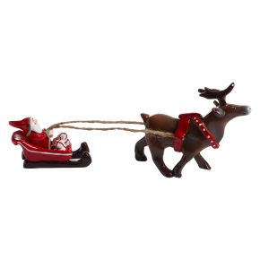 Nääsgränsgården Tomtesson with Christmas sleigh & reindeer length 17 cm red