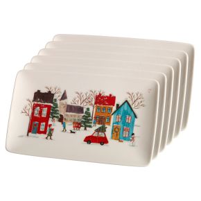 Nääsgränsgården Winter plate 13x21 cm white, multicolored 6 pcs