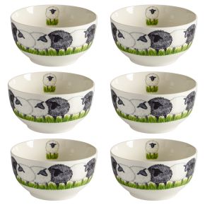 Nääsgränsgården Sheeps bowl 0.5 l height 6.5 cm Ø 13 cm white, black, green 6 pcs