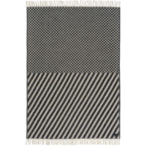 Klippan Dot & Stripe woollen throw 130x200 cm (oeko-tex) with recycled content black, natural