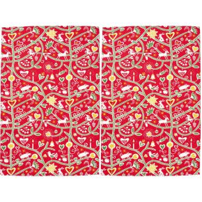 Klippan Christmas Tree tea towel 46x70 cm red (oeko-tex) 2 pcs