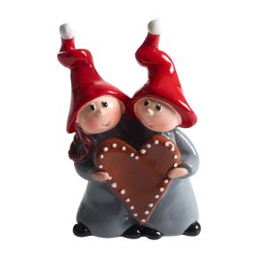 Nääsgränsgården Tomato couple with gingerbread heart height 1 cm grey, red, brown