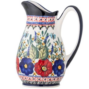 Bloomingville jug 1.6 l / vase floral decor white, blue, multicolored Florist