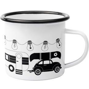 Anneko Design cup / mug enamel 0.3 l camping black, white