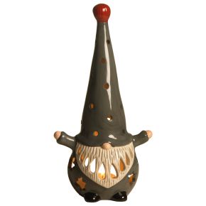 Nääsgränsgården Tomte lantern / tealight candle height 28 cm grey, white