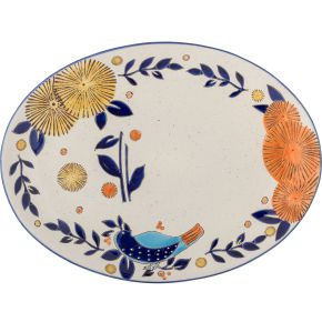 Bloomingville dish 25x34 cm blue, orange, cream Lynna