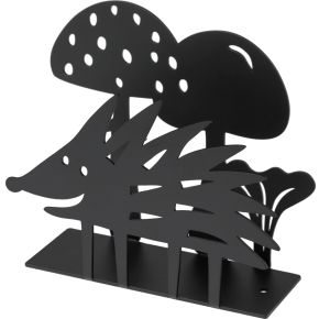 Bengt & Lotta Hedgehog & Mushroom paper napkin holder height 11.5 cm width 13 cm depth 4 cm black