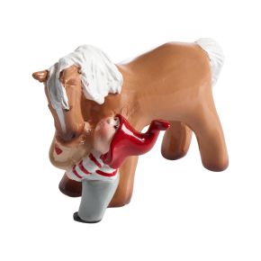 Nääsgränsgården Tomte Tusse feeds his horse height 7 cm white, red, brown