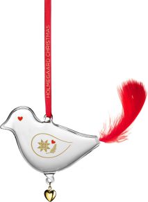 Holmegaard Christmas 2024 Ann-Sofi Romme tree ornament bird clear, gold, red