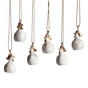 Nääsgränsgården hanging decoration Easter chickens glamor height 4 cm set of 6 white, gold