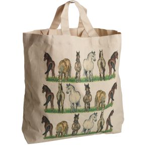 Nääsgränsgården Horses Tote bag 42x48 cm 2 handles beige, multicolored