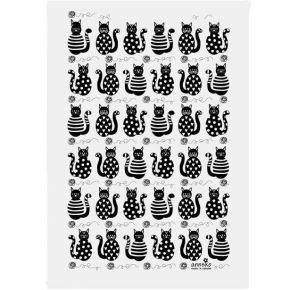 Anneko Design tea towel cats 50x70 cm black, white