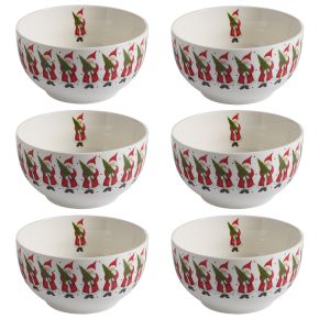 Nääsgränsgården Christmas Peace Bowl 0.5 l height 6.5 cm Ø 13 cm white, red 6 pcs