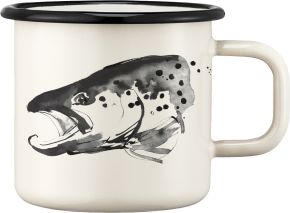 Muurla Teemu Järvi pike & trout cup / mug enamel 0.55 l cream, black