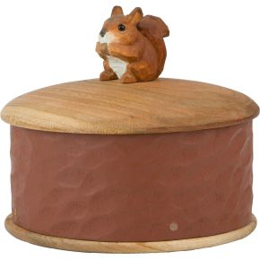 Wildlife Garden Wooden Box squirrel height 9.4 cm Ø 11 cm hand carved