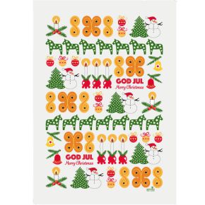 Anneko Design tea towel God Jul 50x70 cm green, yellow, red, white