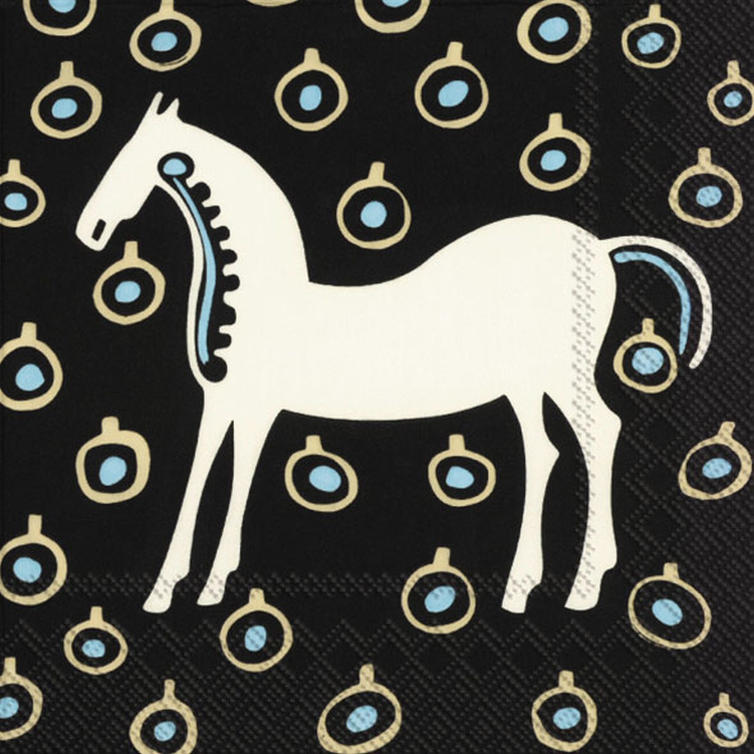 Marimekko Musta Tamma (black mare) paper napkin 33x33 cm 20 pcs dark brown,  blue, yellow | Napkins | Kitchen & Household | Marimekko | Brands |  