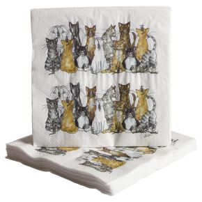 Nääsgränsgården Cats paper napkins 33x33 cm 20 pcs white, multicolored