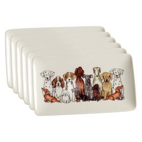 Nääsgränsgården Dogs plate 13x21 cm white, multicolored 6 pcs