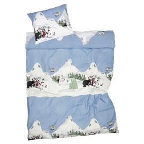 Moomin by Arabia Moomins ski jumping bed linen (oeko-tex) 140x200 cm / 50x60 cm white, blue, multico