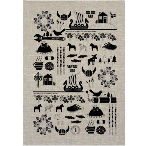 Anneko Design tea towel Viking 50x70 cm black, natural