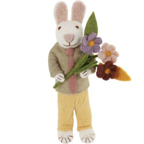 Gry & Sif Easter bunny nature, yellow jacket, tie flowers height 27 cm