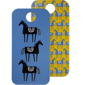 Bengt & Lotta Horse chopping board / serving board 20x40 cm different sides blue, yellow